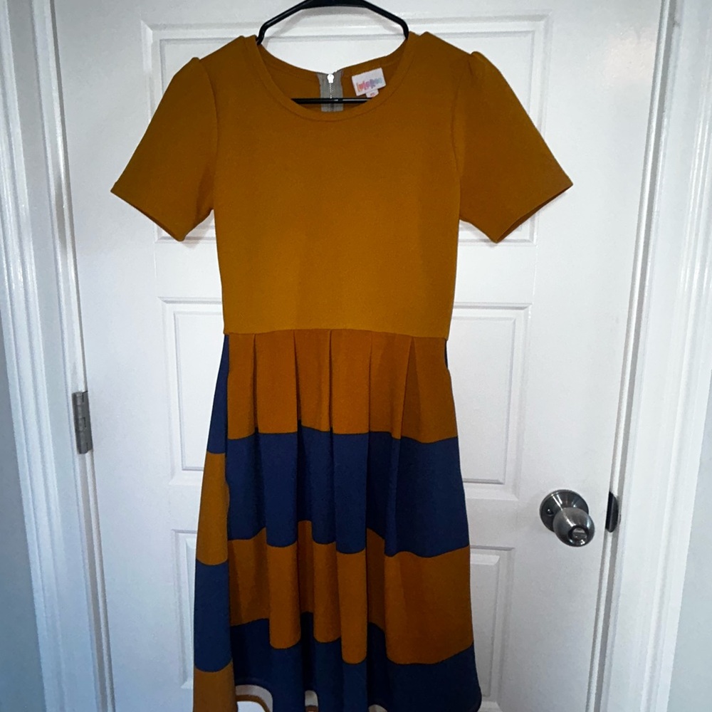LuLaRoe Mustard Dress with Zipper Detail